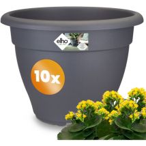 Blumentopf Sets torino campana 29x22cm rund Übertopf Pflanzkasten Pflanzentopf Pflanzgefäß Blumenkübel Kunststoff Blumenkasten anthrazit 10er Set