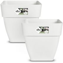 GARDEBRUK Blumentopf Sets vibia campana 30x29x29cm Abstandhalter eckig Übertopf Pflanzkasten Pflanzentopf Pflanzgefäß Kunststoff Blumenkasten weiß