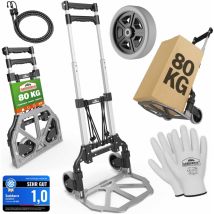Gardebruk - Carrello Con Ruote Portatutto Pieghevole 80kg Alluminio Incl. Guanti 2 Corde Carrellino Portapacchi Trasloco Scatole Carrelli Portapacchi