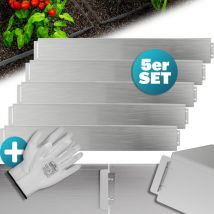 Gardebruk - Cerco de Césped Metal Galvanizado Cercado Bordes Jardín Conectables Negro Incluye Guantes Silber (de), Länge 5m - Höhe 18cm (de)