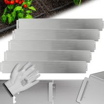 Gardebruk - Cerco de Césped Metal Galvanizado Cercado Bordes Jardín Conectables Negro Incluye Guantes Silber (de), Länge 50m - Höhe 18cm (de)