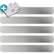 Gardebruk - Cerco de Césped Metal Galvanizado Cercado Bordes Jardín Conectables Negro Incluye Guantes Silber (de), Länge 35m - Höhe 18cm (de)