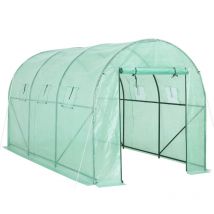 Foliengewächshaus 7m² aufrollbare Tür 6 Fenster Treibhaus Tomatenhaus Pflanzenhaus Anzucht 350x200x200cm - Gardebruk