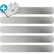 Rasenkante verzinkt Handschuhe Beeteinfassung Mähkante Palisade Beetumrandung Metall Beetbegrenzung Rasenbleche Silber, Länge 20m - Höhe 14cm