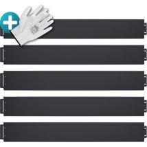 Gardebruk - Rasenkante verzinkt Handschuhe Beeteinfassung Mähkante Palisade Beetumrandung Metall Beetbegrenzung Rasenbleche Schwarz, Länge 40m - Höhe