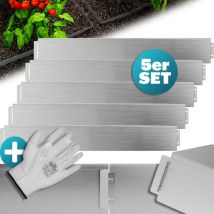 Recinzione per prato in metallo zincato bordo giardino giardinaggio bordi aiuole Silber (de), Länge 5m - Höhe 14cm (de) - Gardebruk