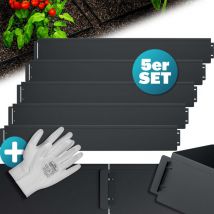 Recinzione per prato in metallo zincato bordo giardino giardinaggio bordi aiuole Black (en), Länge 5m - Höhe 18cm (de) - Gardebruk