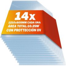 Gardebruk - Set 14x Placas de Policarbonato Doble Pared 4mm + 50x Abrazaderas de Acero Inoxidable Multiusos Especiales Para Invernaderos Cubre una