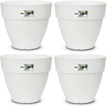 GARDEBRUK Sets de pots de fleurs vibia campana Blanc 20x17cm rond Cache-pot Pot à plantes plastique Caisse à fleurs Set de 4