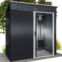 GARDEBRUK Medium 5x3' Metal Tool Shed Garden Storage 1,5m² Pent Roof 185x165x90cm Sliding Door Galvanised Steel Garden Equipment Utility Log Coal