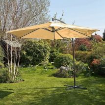 Garden Cantilever Parasol Beige 3 Metre Patio Shade Heavy Duty Metal Base Crank - Beige