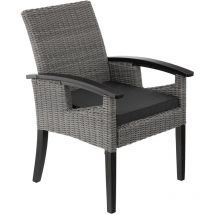 Garden Chair Rosarno - wooden frame, weather and UV-resistant - dining chair, armchair, rattan chair - grey - grey