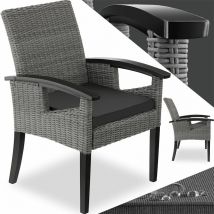 Garden Chair Rosarno - wooden frame, weather and UV-resistant - dining chair, armchair, rattan chair - grey - grey