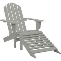 Garden Chair with Ottoman Wood Grey vidaXL