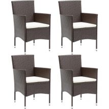 Jinlefu - Garden Dining Chairs 4 pcs Poly Rattan Brown vidaXL
