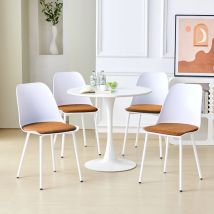 Ainpecca - Garden Chairs Set of 4 White Outdoor Chairs Orange Soft Cushion Pad