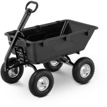 Garden Dump Cart Handcart Tilting Garden Wagon Yard 4 Tyres Dual Axle 550kg/150L