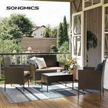Garden Furniture Sets, Polyrattan Outdoor Patio Furniture, Conservatory PE Wicker Furniture, for Patio Balcony Backyard, Brown and Taupe GGF002K01