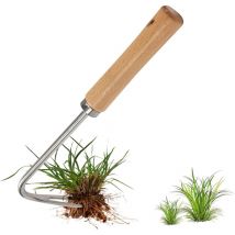Macaron - Manual Weeder, Stainless Steel Manual Weeder, Weed Puller, Garden Hand Weeder with Wooden Handle for Quick Weeding of Soils and Gardens