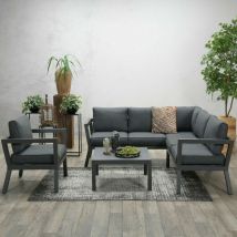 Ecklounge-Set 'Collins' inkl. Eckbank, Sessel, Tisch und Kissen, grau - Garden Impressions