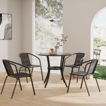Livingandhome - Garden Metal Slatted Coffee Table with Two Rattan Chairs
