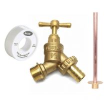 Buyaparcel - Garden Outside Tap Kit / Brass Straight Through The Wall Kit