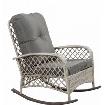 Furniture One - Garden Patio Rattan Rocking Chair Recliner Rocker w Cushions - Grey