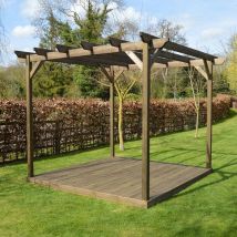 Rutland County Garden Furniture Ltd - Garden Pergola and Decking Kit - Wood - L360 x W360 x H270 cm - Rustic Brown