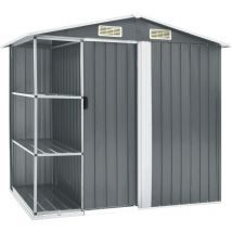 Garden Shed with Rack Grey 205x130x183 cm Iron Vidaxl