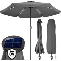 Kingsleeve - Athens 3.3m Aluminium Garden Parasol with led Solar Lighting and Protective Cover 330cm uv Protection 80+ Large Hexagonal Round Tiltable