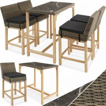 Garden Table and Chairs - dining table Kutina with 4 bar stools Latina - dining table, outdoor table and chairs, garden dining set - nature