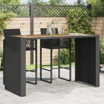 Garden Table,Outdoor Table with Acacia Wood Top Black 185x80x110 cm Poly Rattan VSVS611382