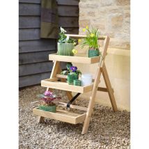 Titchberry Folding Flower Pot Plant Stand Small Wooden Natural - Garden Trading