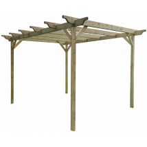 Arbor Garden Solutions - Ovolo Wooden Garden Pergola Kit, 3.6m x 4.2m , (4 uprights) Light green