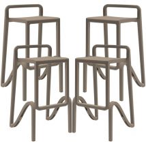 GARDENIA Sgabello Alto Impilabile per Interni ed Esterni in Polipropilene Eolo Tortora Made in Italy per Casa Bar Ristorante