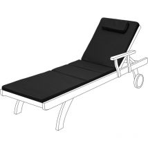 Gardenista - Coussin de chaise longue d'extérieur, Matelas transat confortable et pliable avec appui-tête, coussin de chaise longue de jardin - Noir