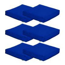 Cuscino per esterni, cuscini da pavimento resistenti all'acqua per giardino, 60x60x10 cm comodo cuscino per sedia da giardino - Blu 6pz - Gardenista