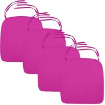 Cuscini per sedie da giardino con lacci, cuscini per sedie da giardino resistenti all'acqua con rivestimento rimovibile facile da pulire, Rosa (4