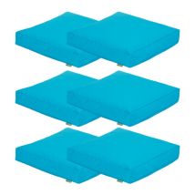Outdoor-Kissenpolster, wasserabweisende Bodenkissen für den Garten, 60x60x10 cm bequeme Sitzunterlage für Terrassenmöbel und Stühle - Türkis 6er-Pack