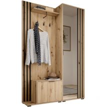 E-meubles - Garderobe mit Spiegel Flurgarderobe Schrank Kompaktgarderobe Dielenschrank Wandschrank Regal Diele & Flur Kleiderschrank Schuhschrank