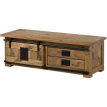 Table basse en bois de manguier laqué naturel railway 1011