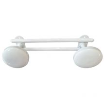 Garderobenhaken mit 2 Haken, Durchmesser 65 mm, aus weißem Stahl, Länge 245 mm