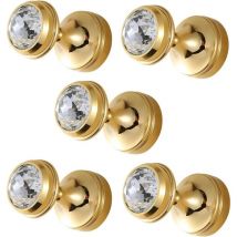 Toolive - Garderobenhaken Gold, Kleiderhaken Wandmontage, Wandhaken Handtuchhalter Messing 5er Set Kristall mit Bohren für BadezimmerHandtuchhalter &