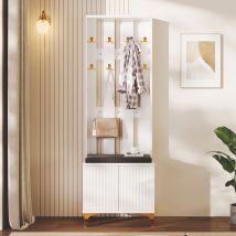 Garderobenset mit Schuhbank und Kissen, Schrankfront mit Haken
