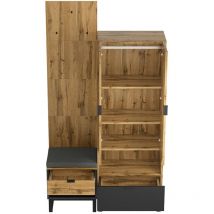 Garderobenset mit Schuhbank und Kissen,Schubladen und verstellbaren Einlegeböden in Naturel