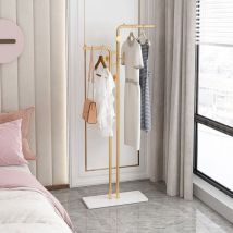 Sinbinta - Garderobenständer Marmor, Kleiderständer Metall mit Haken – Gold