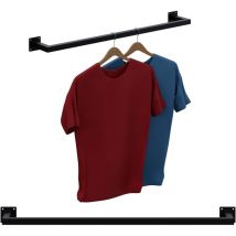 Garderobenstange Kleiderstange Garderobe Halter Kleiderständer Metall Schwarz Wand 90x12cm