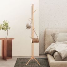 Sdlogal - Holz Garderobe, Ultrixe Naturholz-Garderobe mit 8 stabilen Haken, Einfache Montage, Für Mäntel, Hüte, Schals und Handtaschen für den
