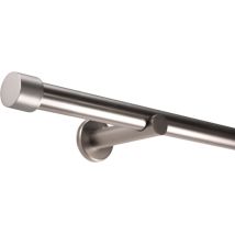 Gardinenstange Auf Maß 25mm 1-läufig Edelstahl-optik Mit Kappe - Serie Style 540cm