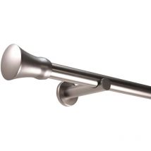 Gardinenstange Auf Maß 25mm 1-läufig Edelstahl-optik Mit Kegel - Serie Style 200cm